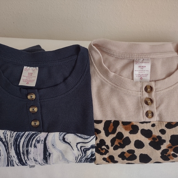 2 Juniors Color Block top shirt size 1,3 Leopard/Marble Navy/Nude/Grey - Picture 5 of 5